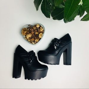 Soda Black Bootie Style Heels
